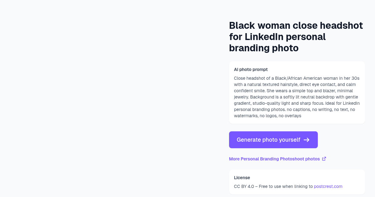 Black woman close headshot for LinkedIn personal branding...