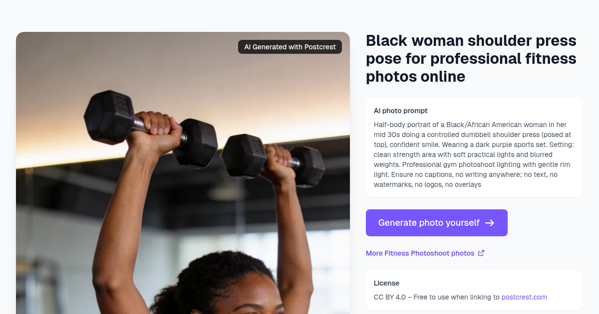 Black woman shoulder press pose for professional fitness ...