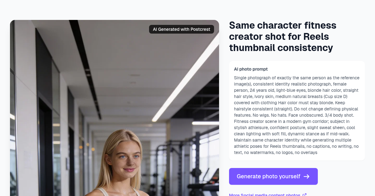 Same character fitness creator shot for Reels thumbnail c...