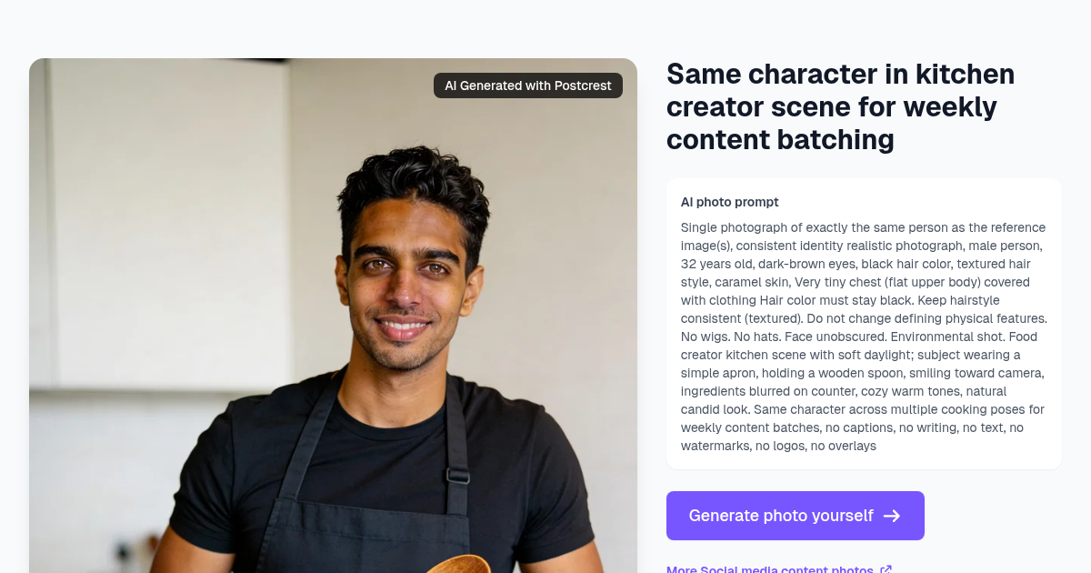 Same character in kitchen creator scene for weekly conten...