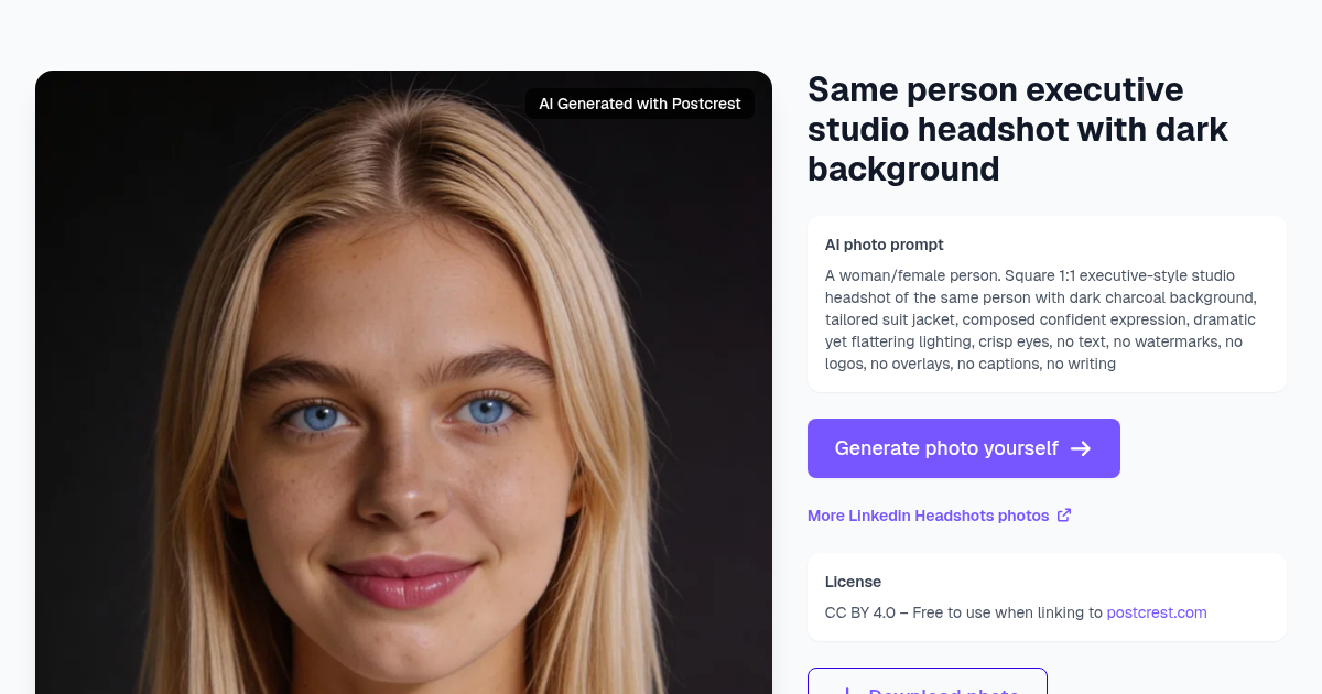 Same person executive studio headshot with dark background