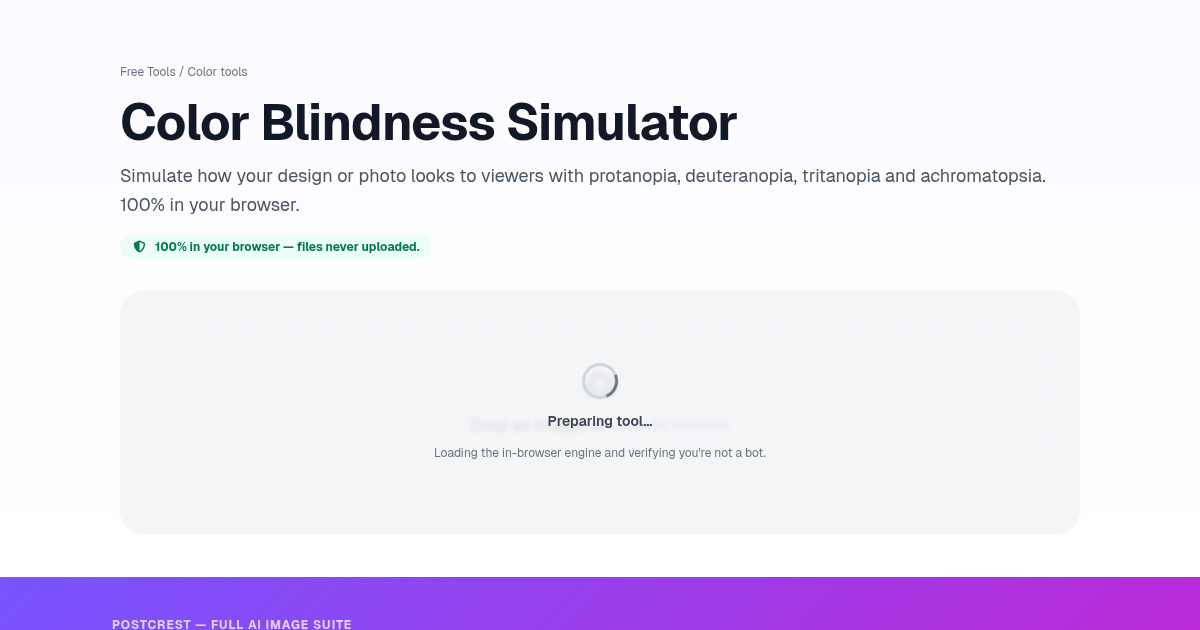 Color Blindness Simulator — Free, Private | Postcrest