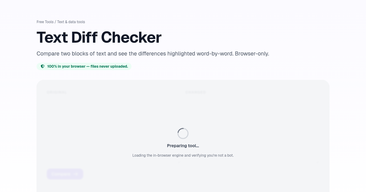 Text Diff Checker — Free, Private | Postcrest