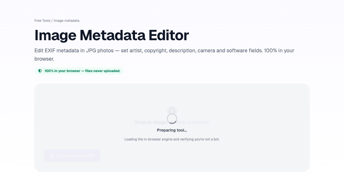 Image Metadata Editor — Free, Private | Postcrest