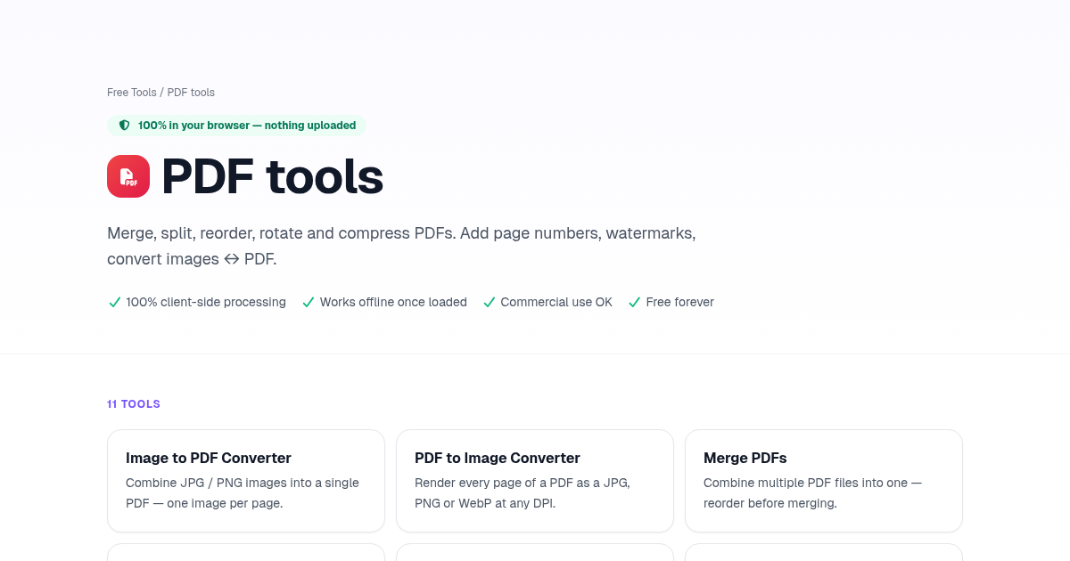 PDF tools — Free, Private Browser Tools | Postcrest