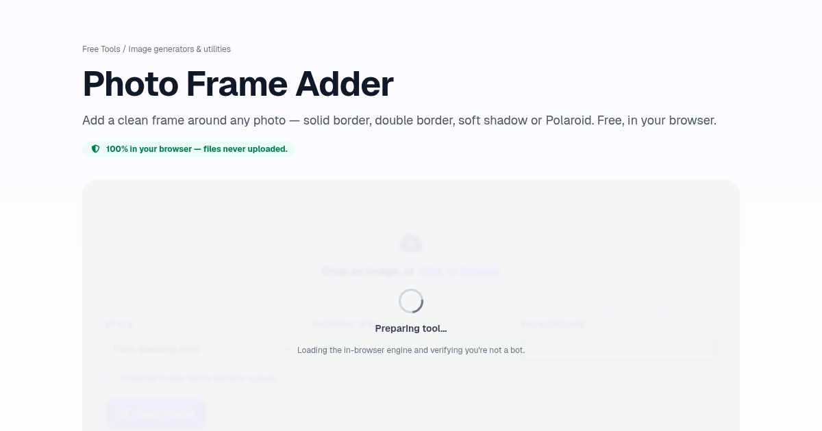 Photo Frame Adder — Free, Private | Postcrest