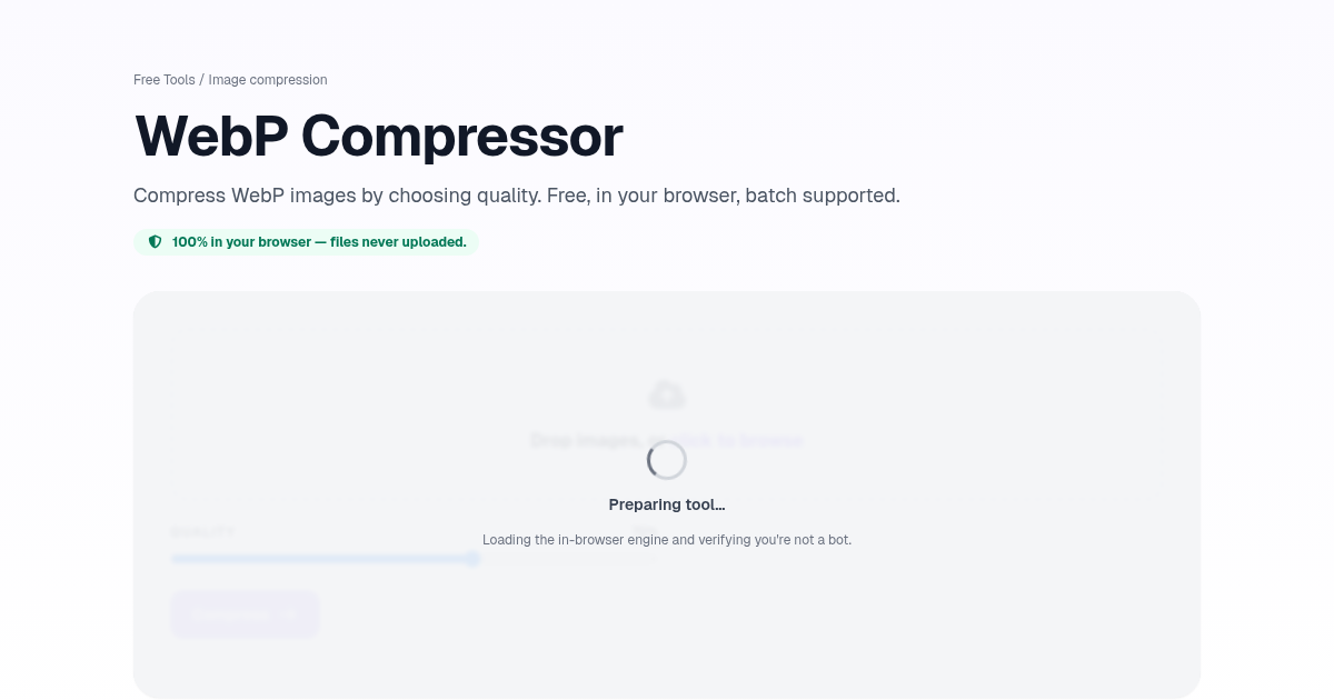 WebP Compressor — Free, Private | Postcrest